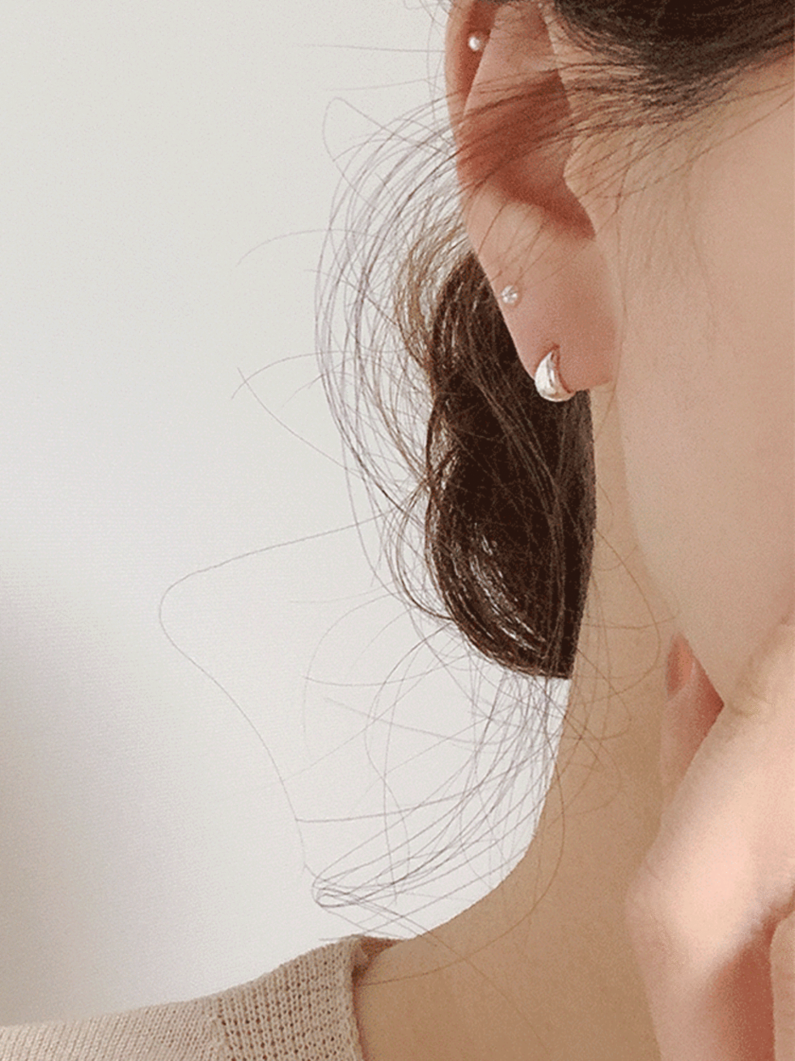 925 silver raindrop earring (원터치) (2size)