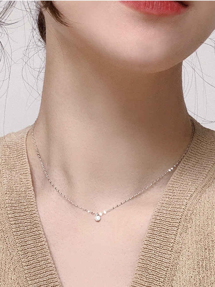 925 silver cubic shine necklace (2colors)