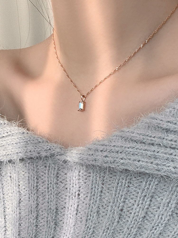 925 silver square crystal necklace (스왈크리스탈/이태리체인)