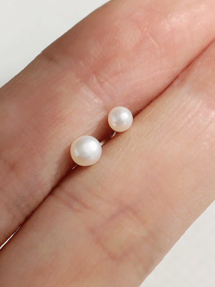 925 silver fresh water pearl piercing (3/4mm) (1pc/피어싱)