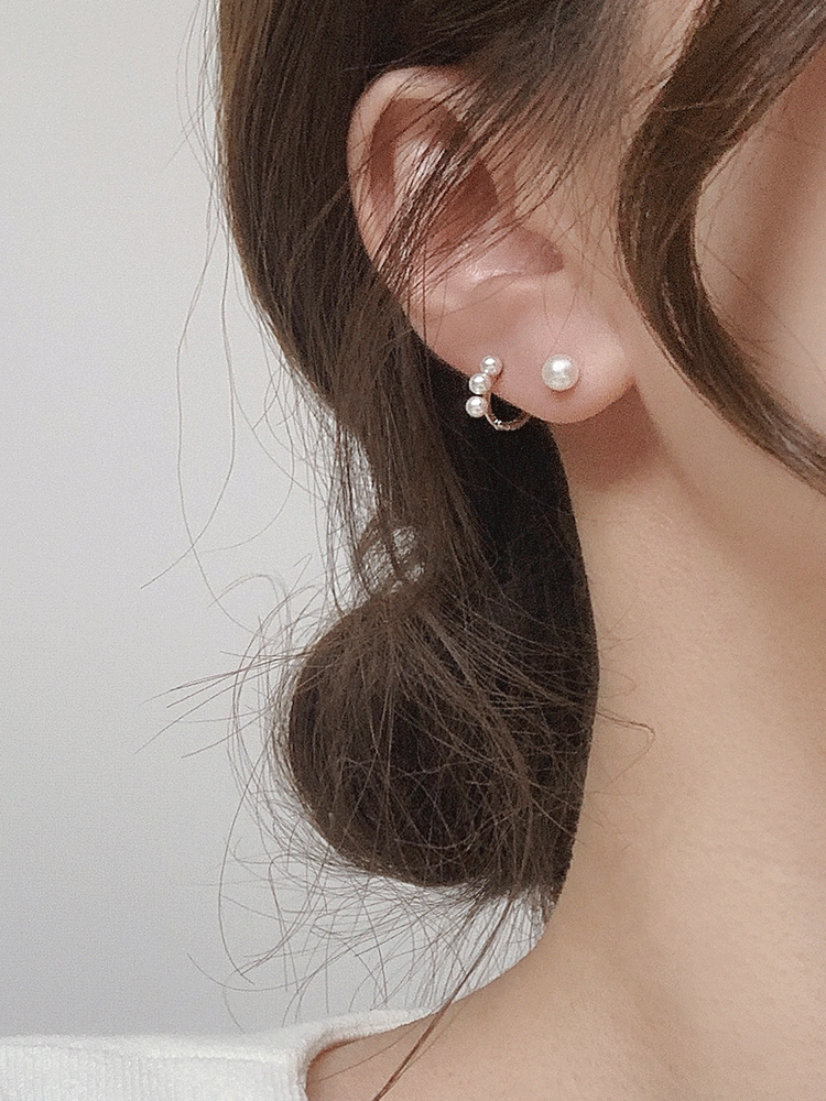 925 silver 3 pearl one-touch earring (스왈진주/원터치)