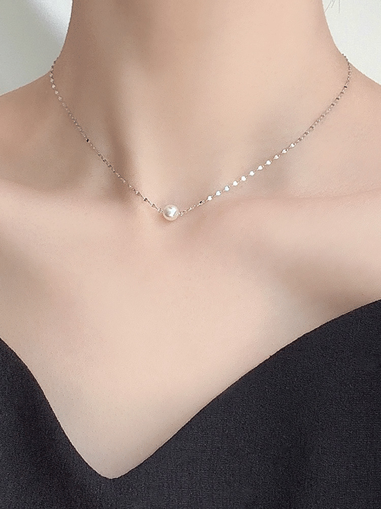925 silver carry pearl chain necklace (스왈진주) 7차