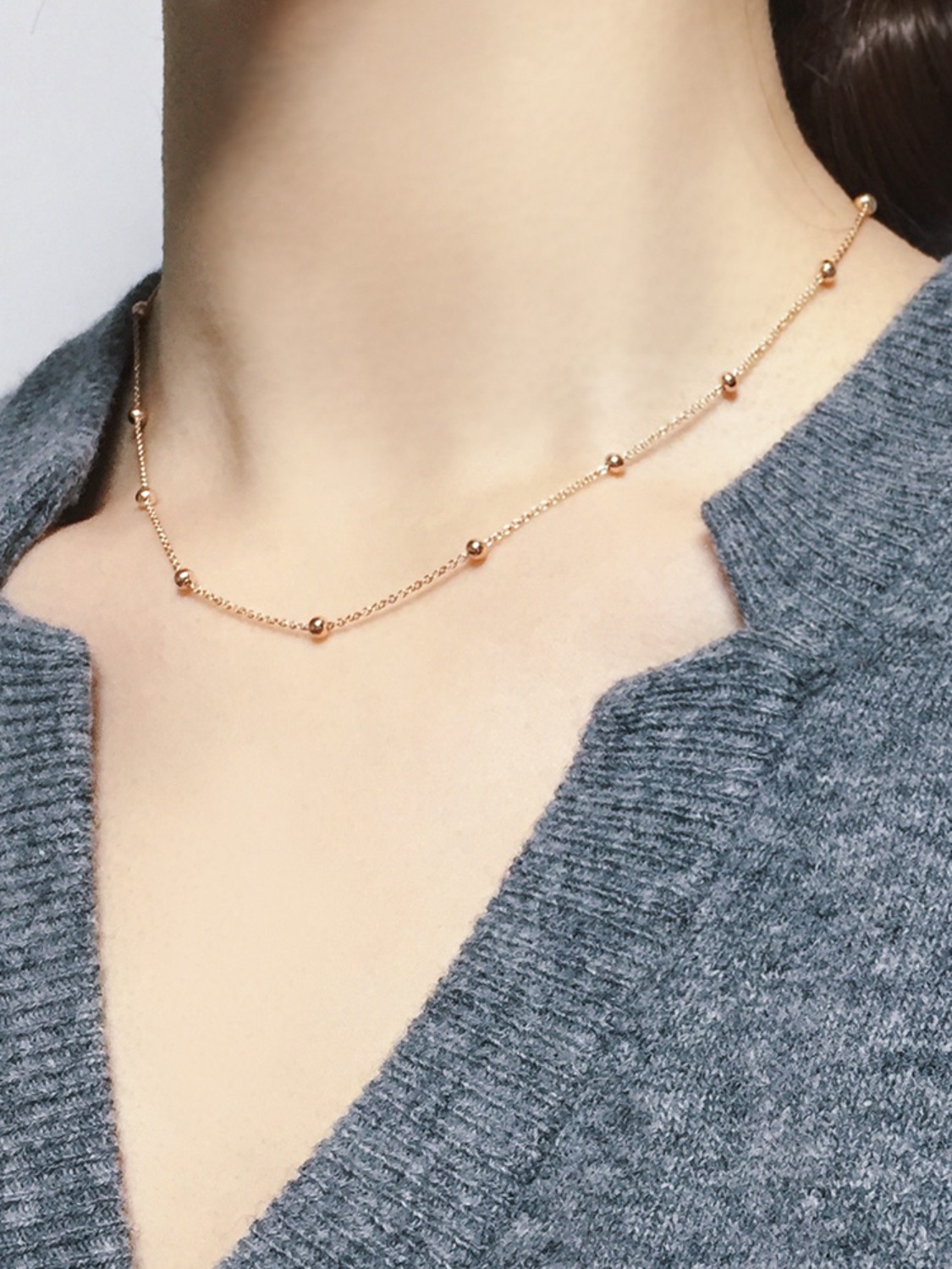 925 silver mini ball chain necklace