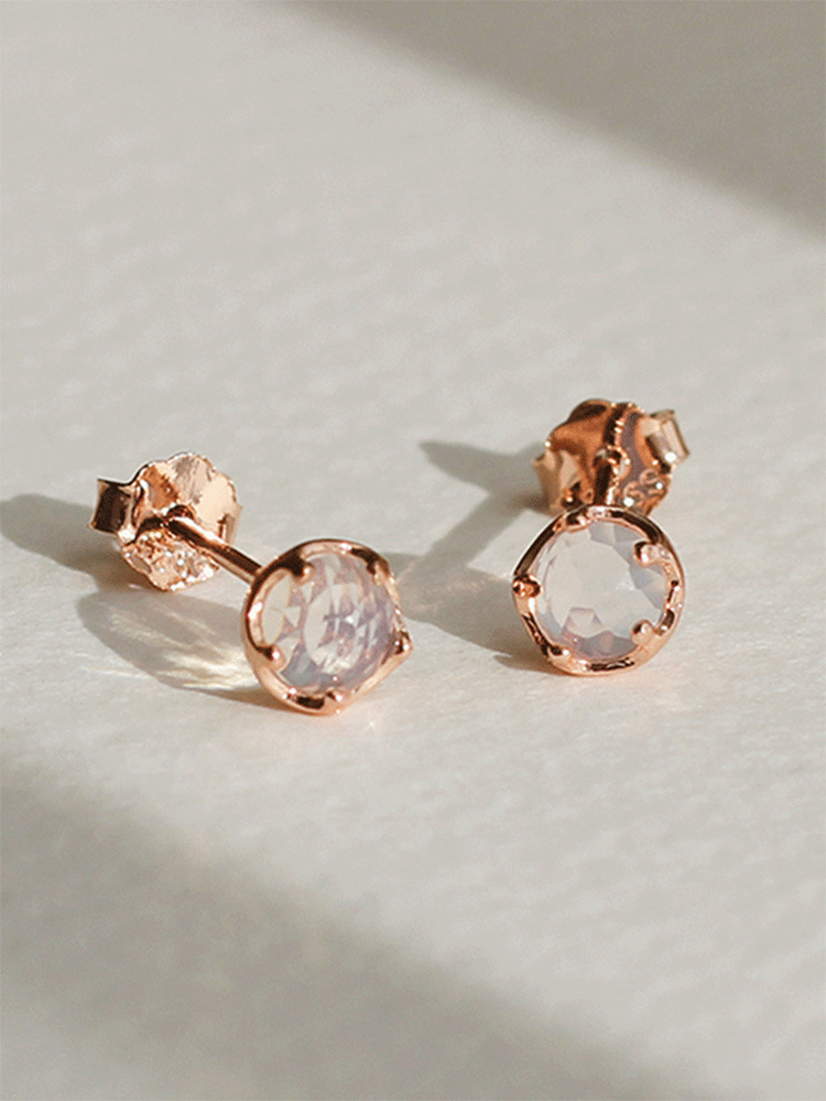 [*재진행] 925 silver clear quartz earring (백수정) (+14k rose gold plating)