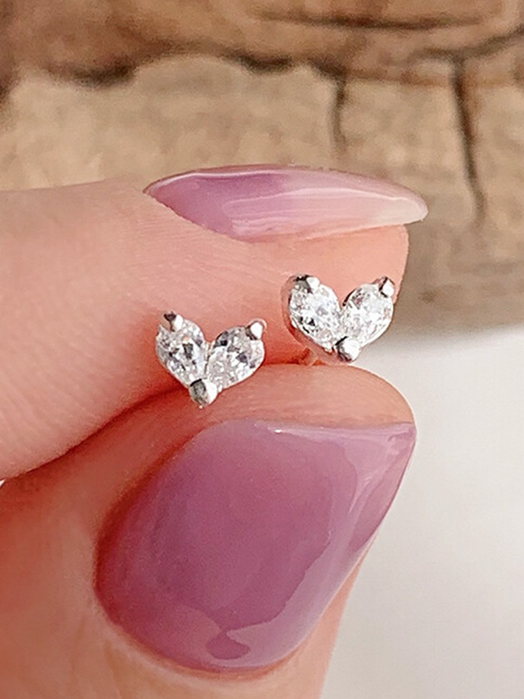 925 silver petit heart cubic earring