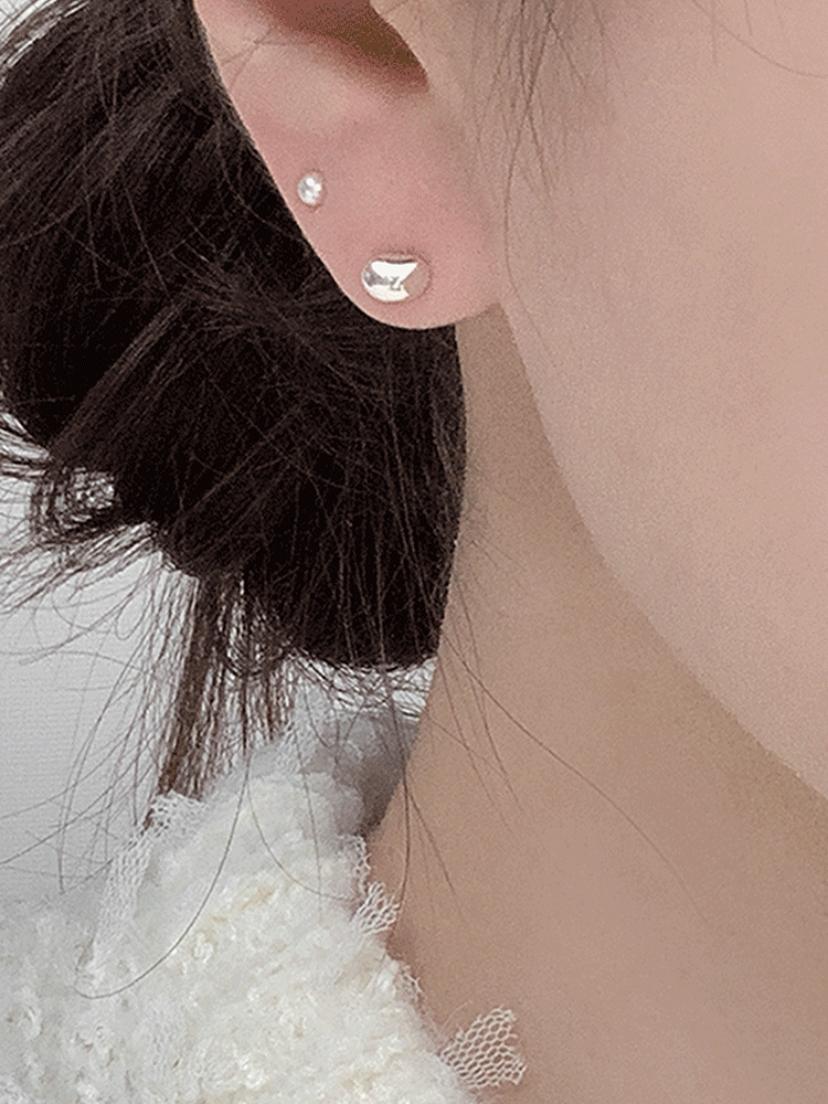 925 silver bean earring (2colors)