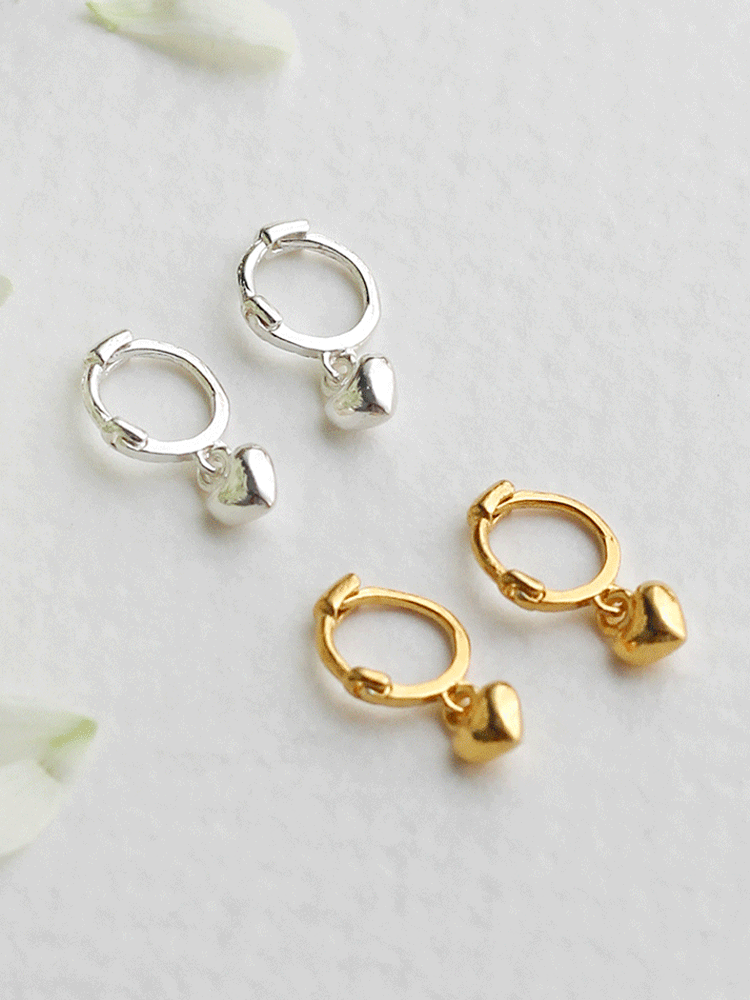 925 silver mini heart one-touch earring (원터치)