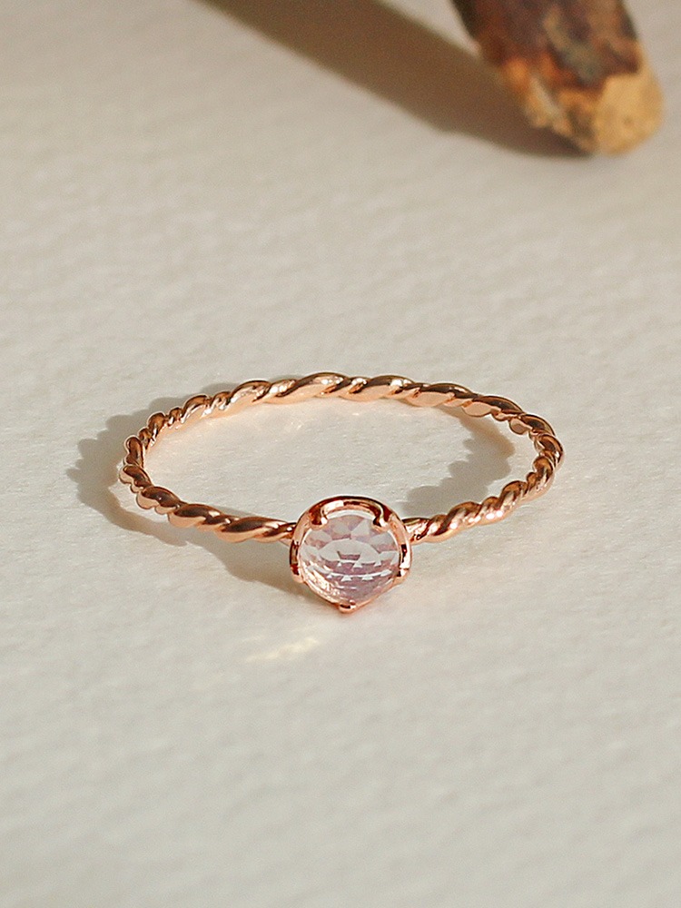 925 silver clear quartz ring (백수정) (+14k rose gold plating)