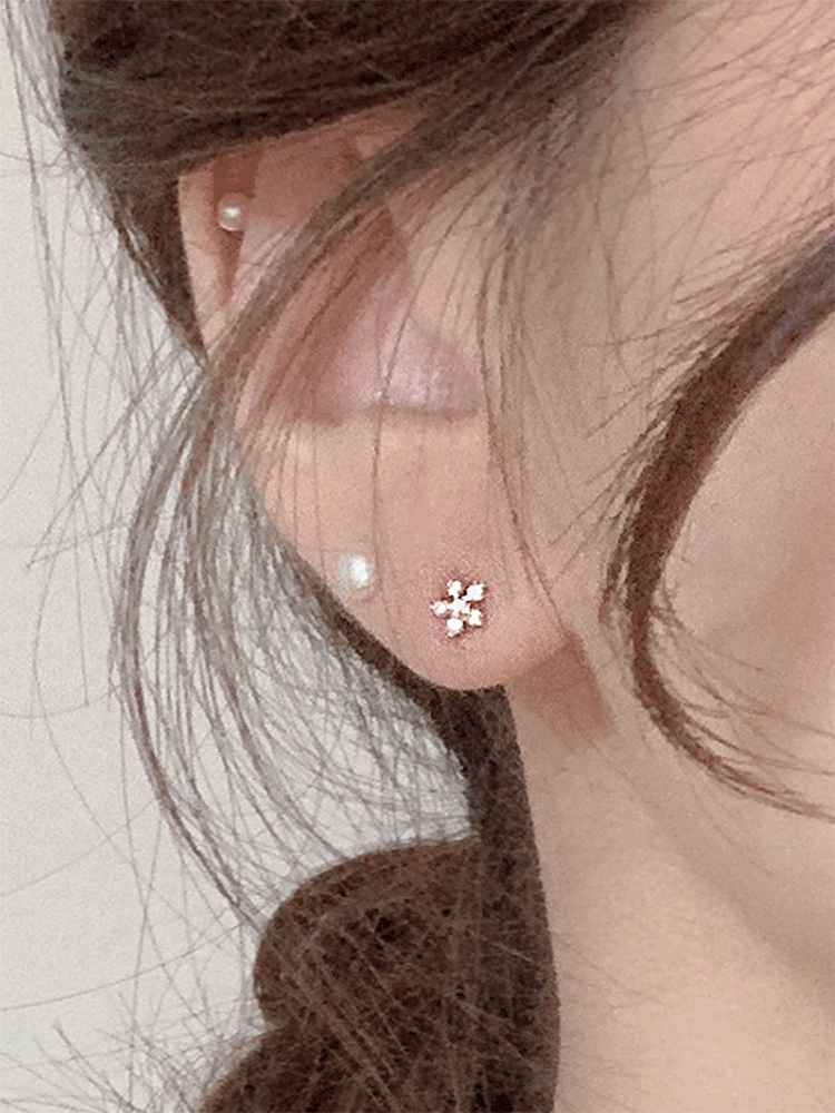 925 silver mini cubic flower earring