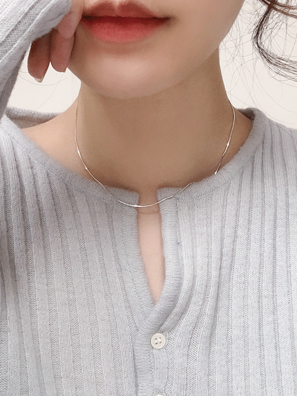 925 silver thin silk chain necklace