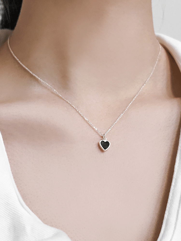 925 silver onyx heart necklace