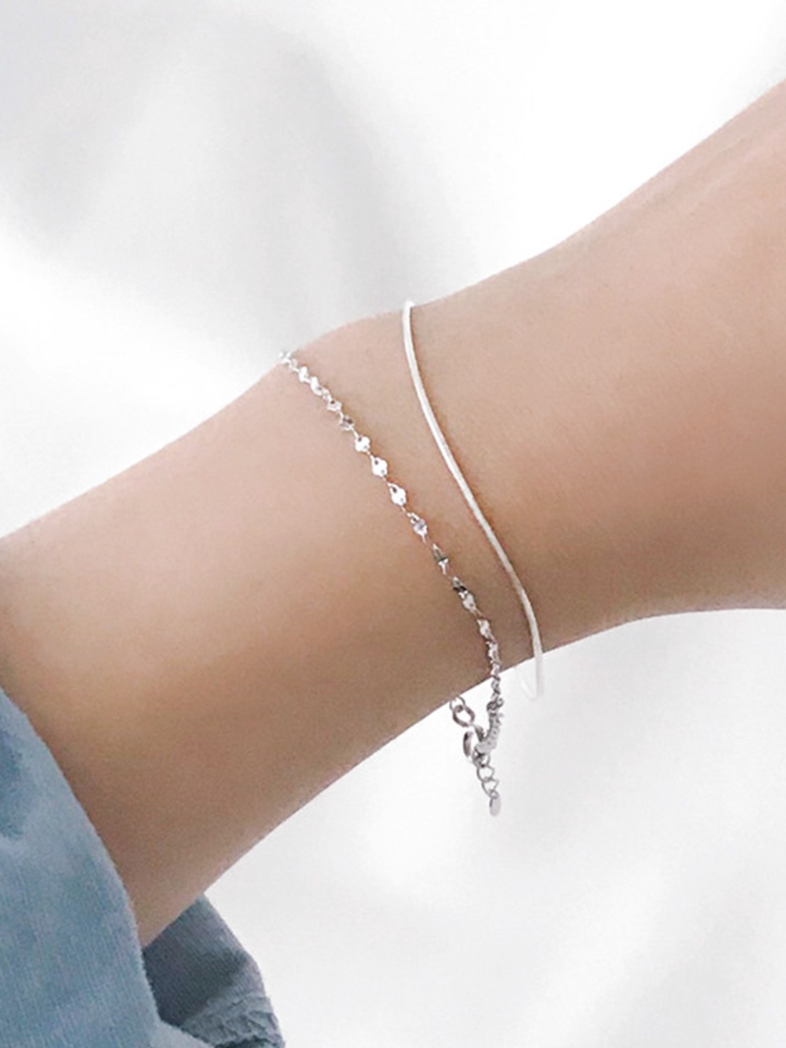 925 silver glen flat chain bracelet 3차