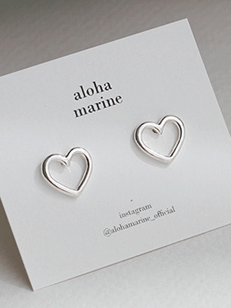 925 silver heart thick line earring 6차