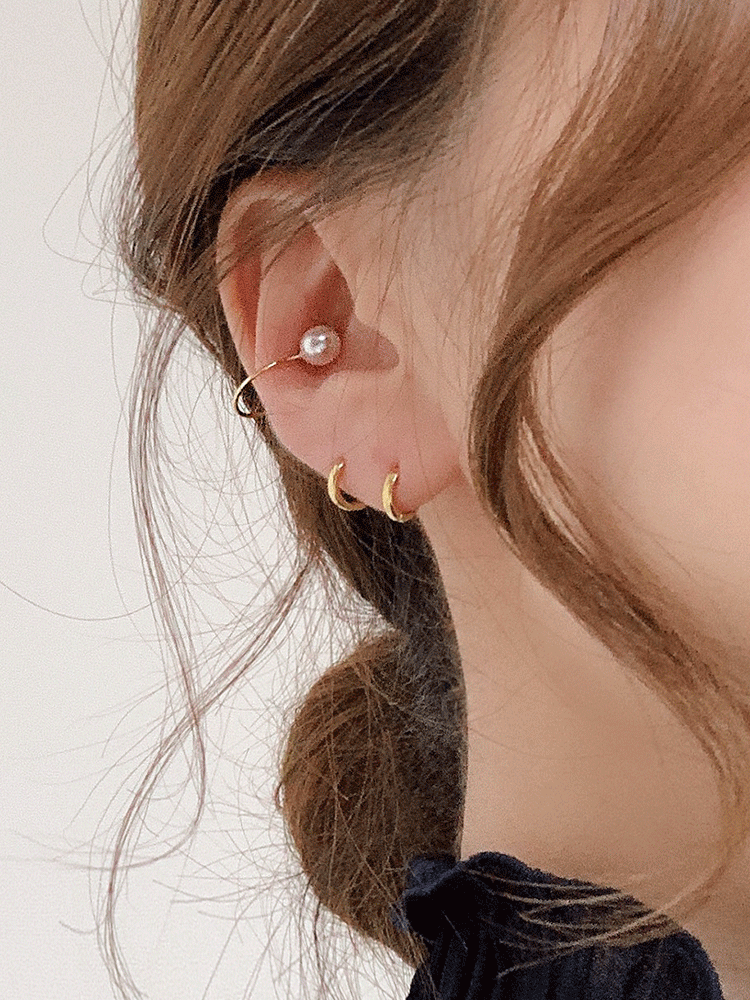 925 silver double pearl ear cuff 1pc (스왈진주) (귀찌/이어커프)
