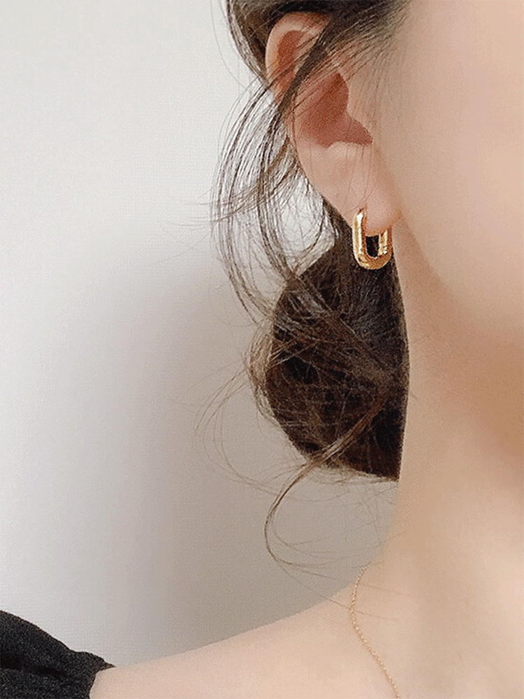 925 silver square one-touch earring (원터치)