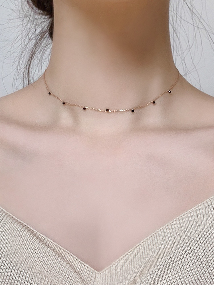 925 silver black spinel necklace