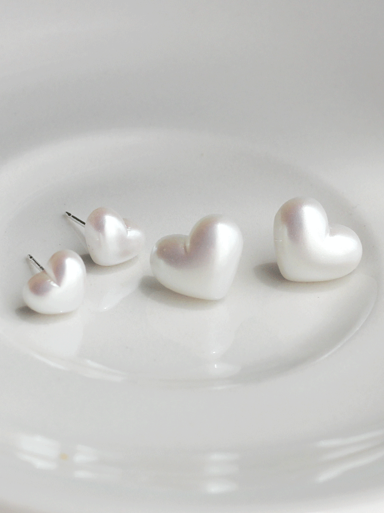 925 silver heart pearl earring (s/m)