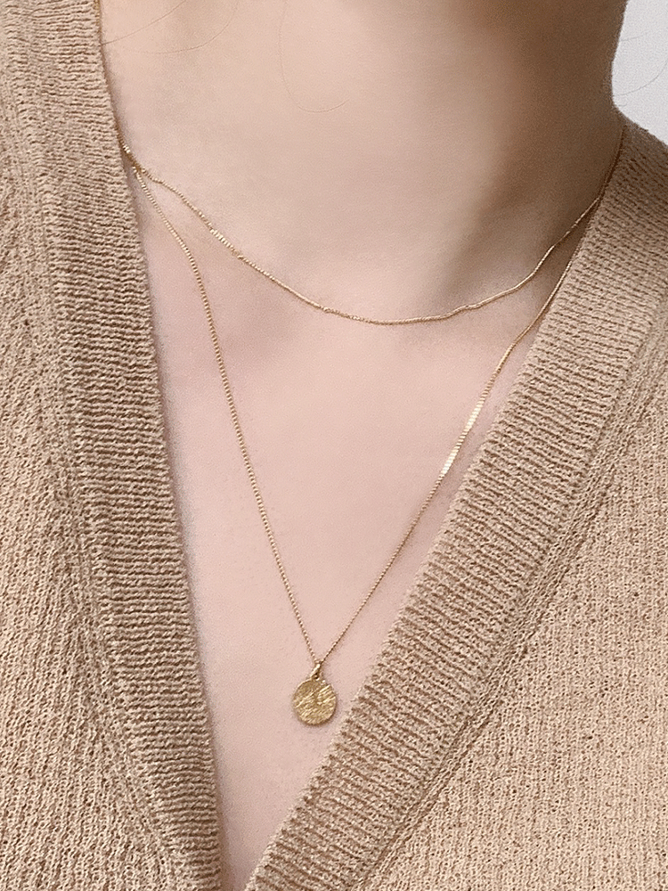 925 silver coin double chain necklace (스지/무광)