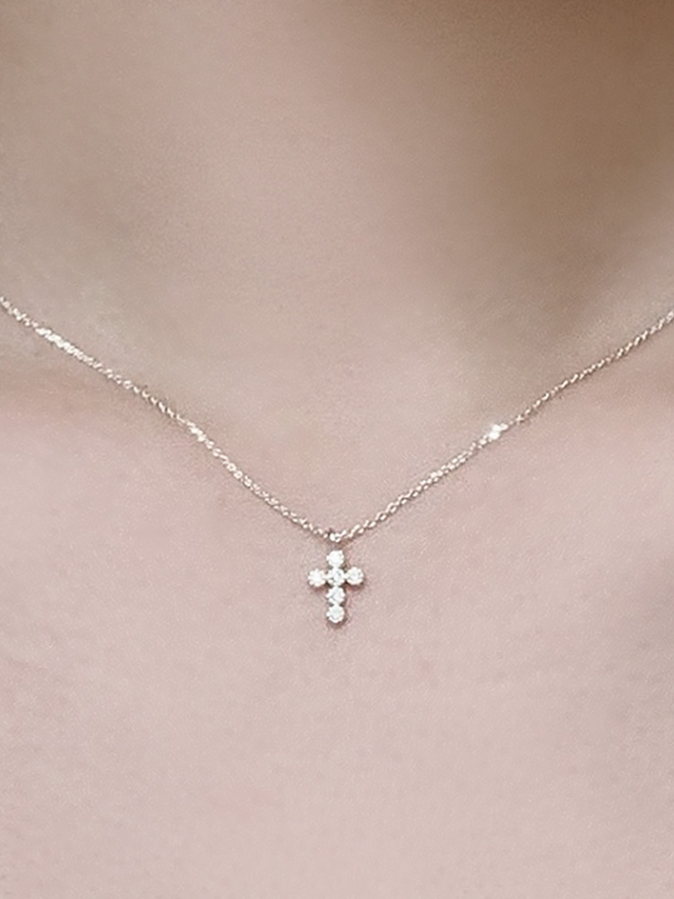 925 silver cubic cross necklace (2colors)