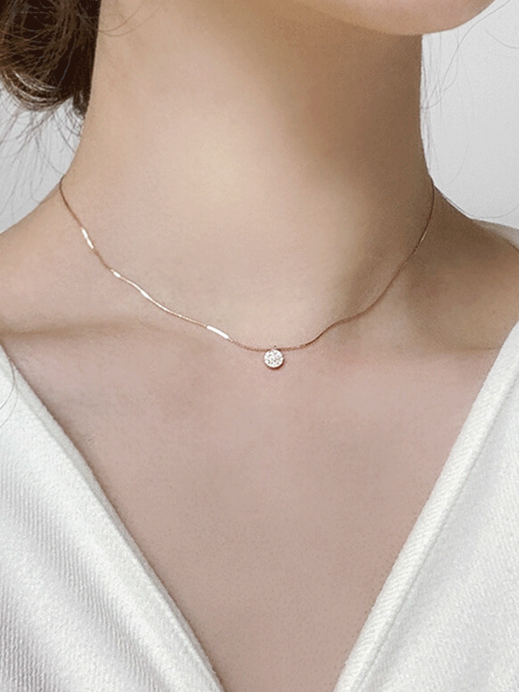 925 silver cubic coin glossy chain necklace
