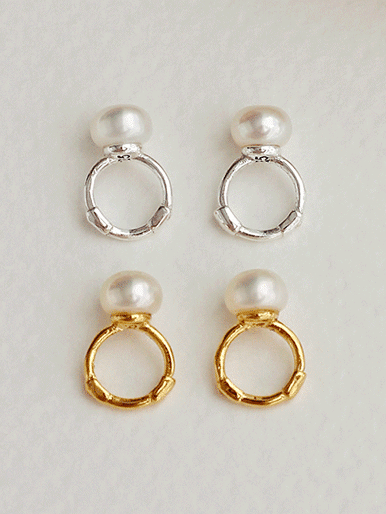 925 silver fresh water pearl one-touch earring (원터치/담수진주)