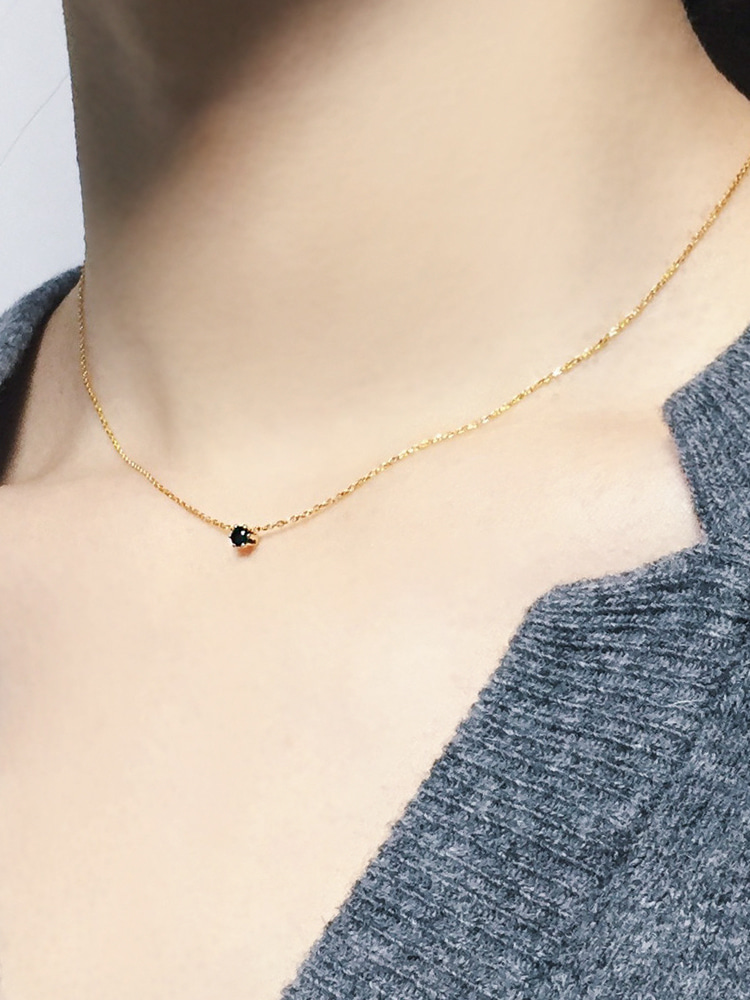 925 silver mini black cubic necklace (+14k gold) (시그니티) 5차