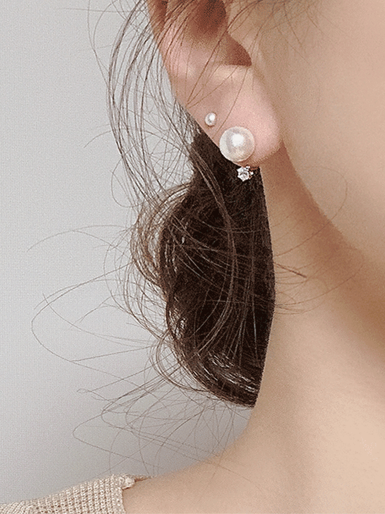925 silver 8mm pearl cubic earring (스왈진주/투웨이)