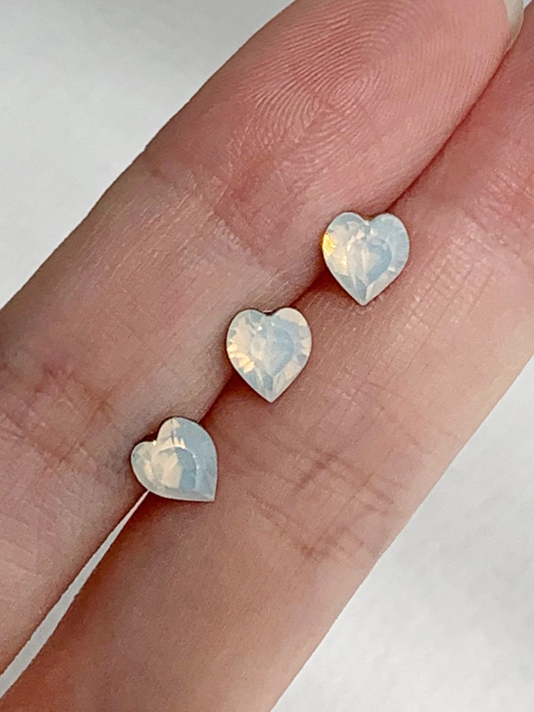 925 silver opal heart crystal piercing (1pc/스왈크리스탈)(피어싱)