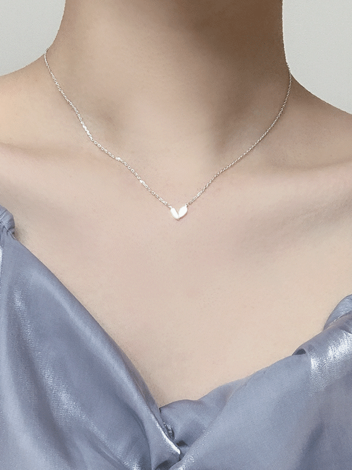 925 silver leaf heart necklace (2colors)