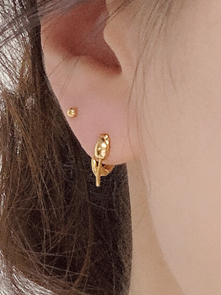 925 silver tulip one-touch earring (원터치)