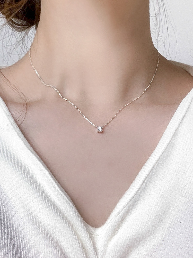 [*무배/주문폭주] 925 silver 4mm cubic simple necklace