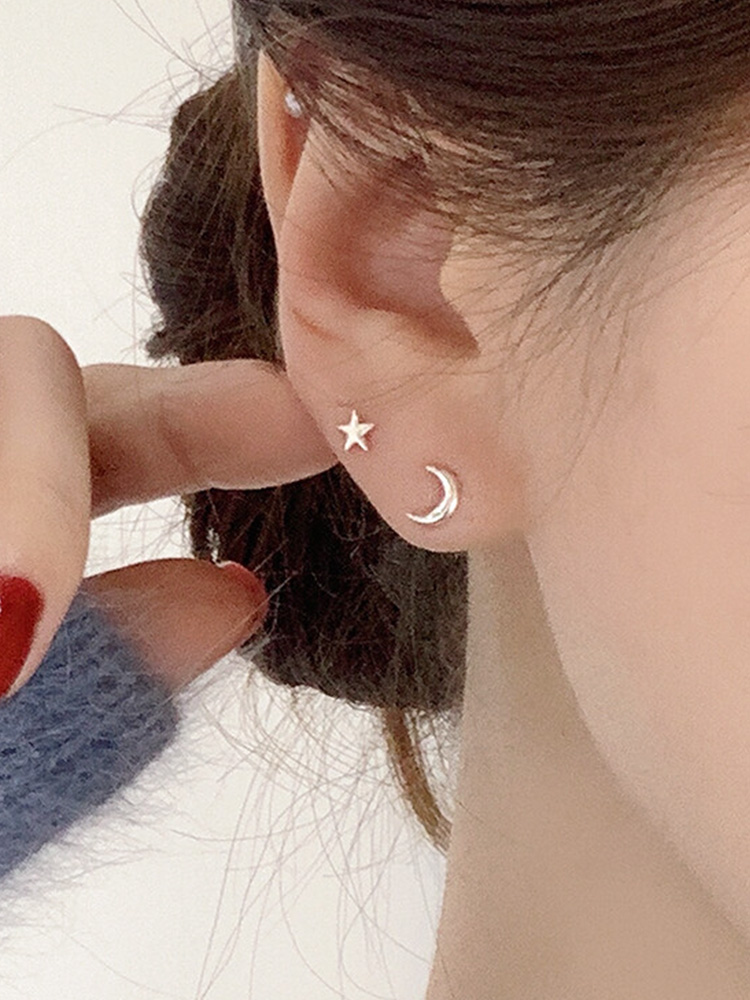 925 silver simple moon earring 6차