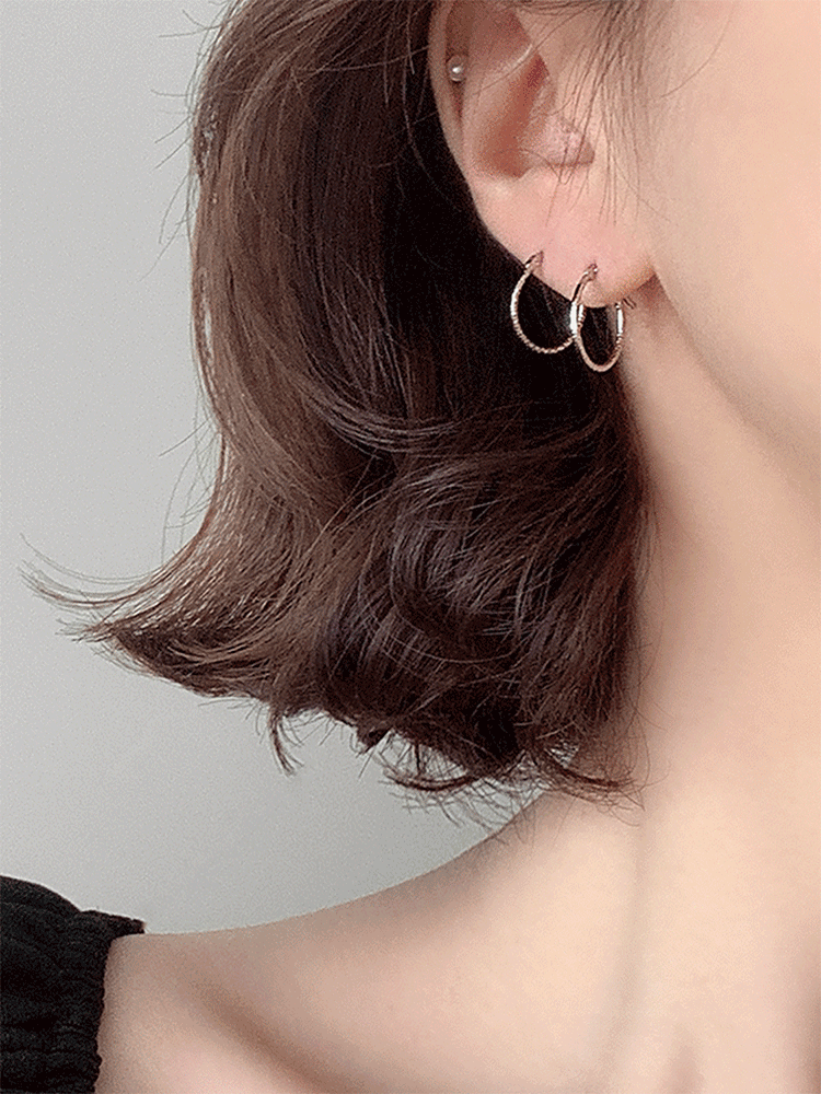 925 silver cutting one-touch earring (원터치)