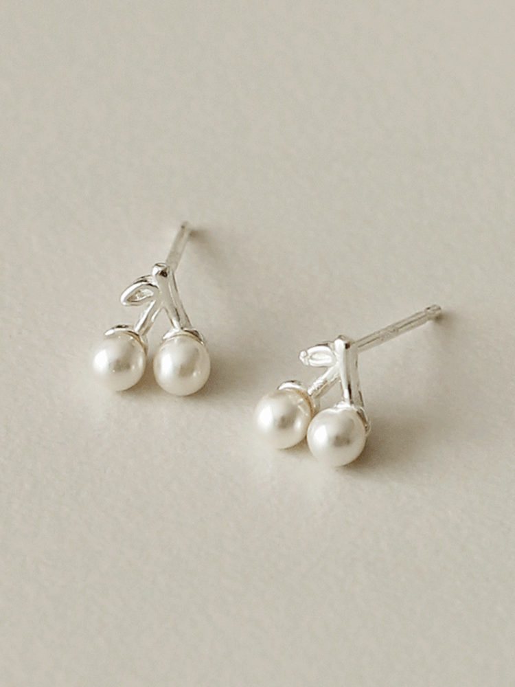 925 silver mini pearl cherry earring (스왈진주)