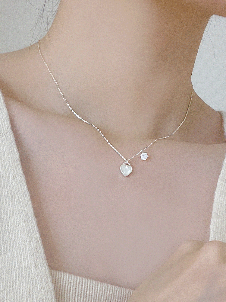[*주문폭주] 925 silver mood heart necklace (자개) 20차