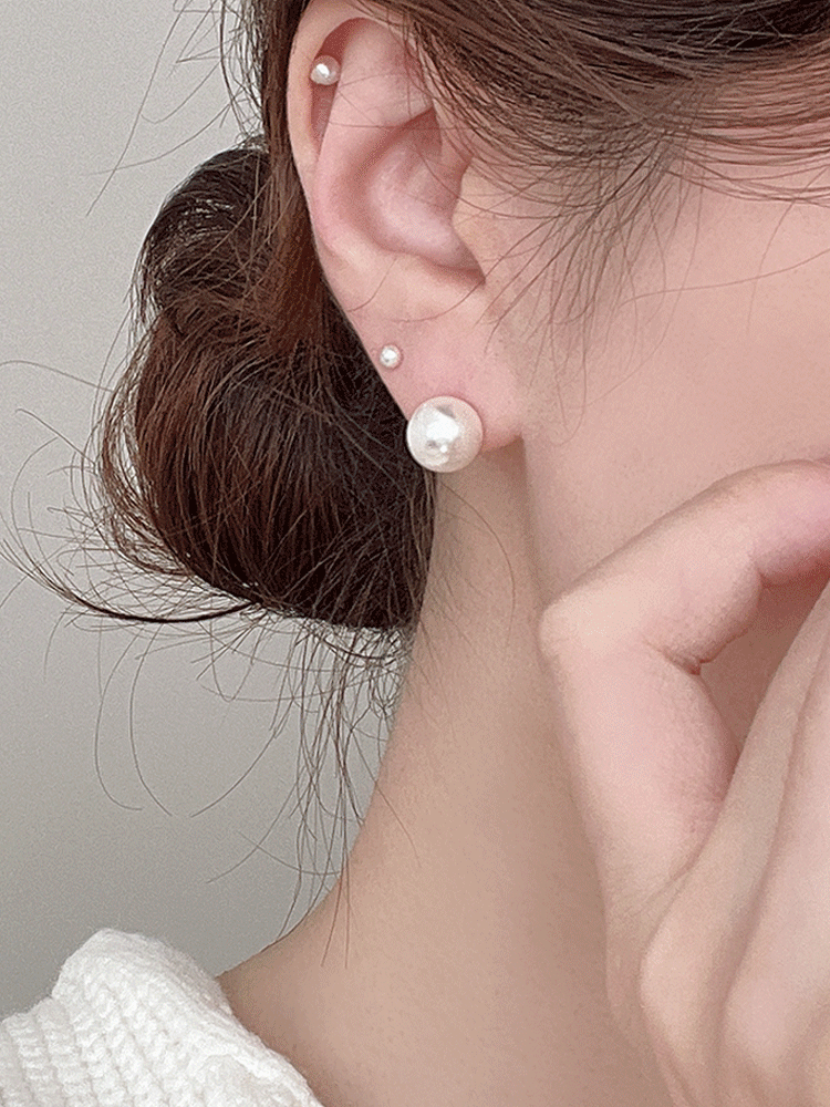 [*72시간할인적용] 925 silver basic pearl earring (스왈진주) (8/10/12mm)