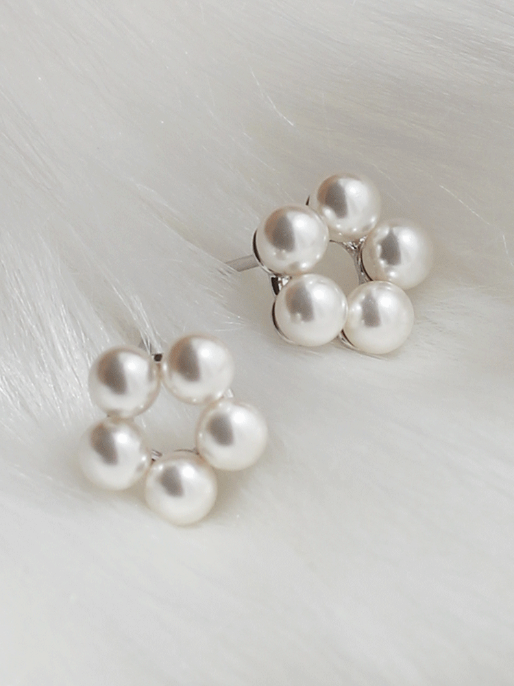 925 silver pearl flower earring (스왈진주)