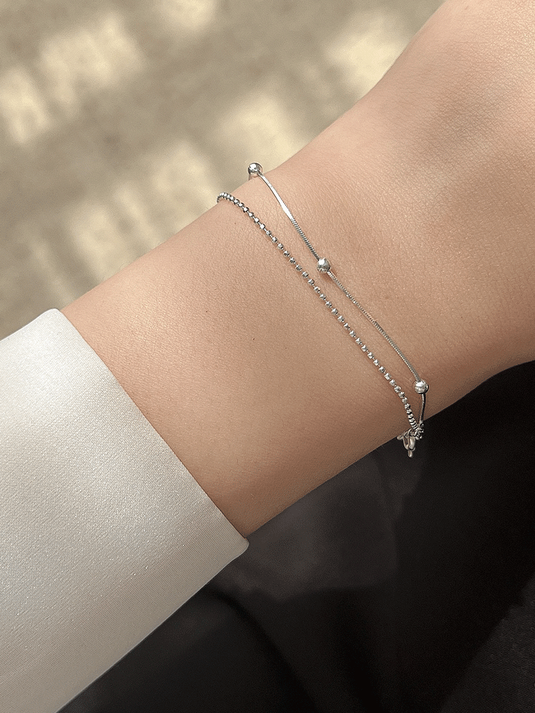 925 silver miller layered bracelet (두줄팔찌)