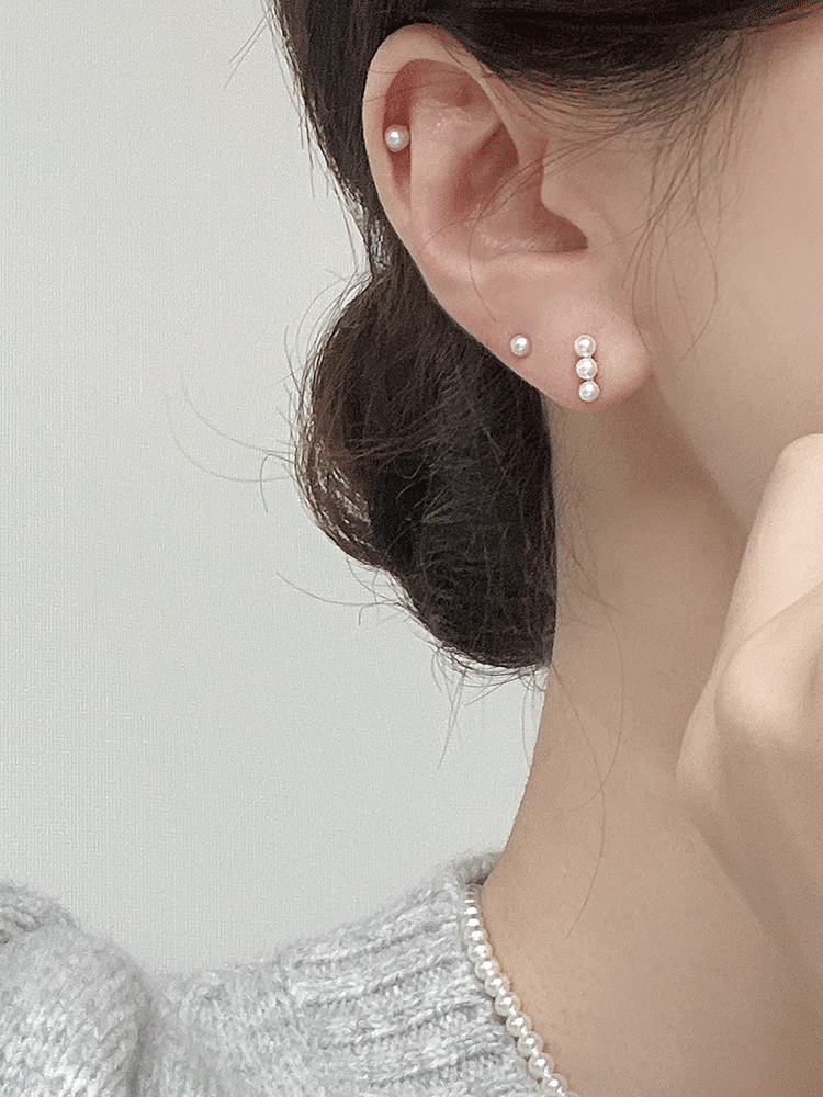 925 silver 3 pearl earring (스왈진주)