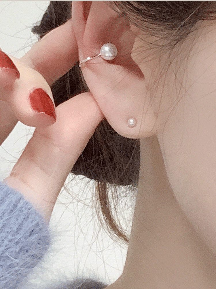 925 silver fresh water pearl ear cuff (1pc)