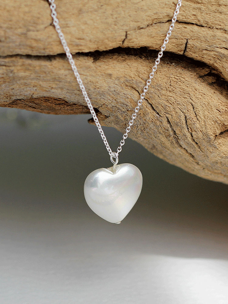 925 silver heart pearl necklace (진주)