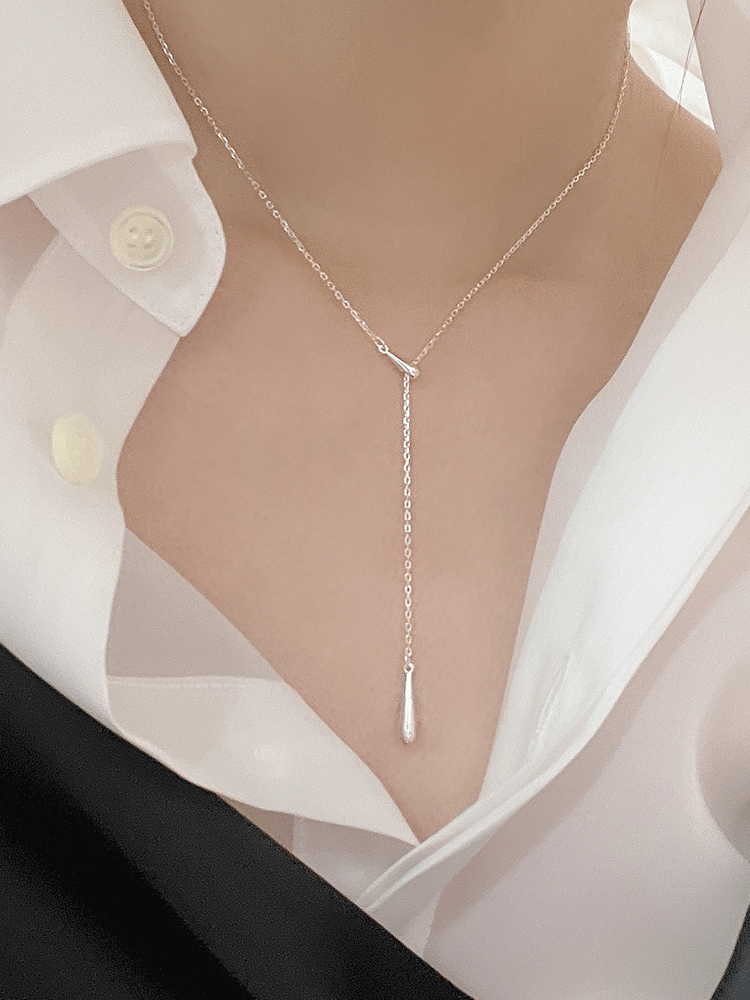 925 silver water drop Y necklace (길이조절가능)