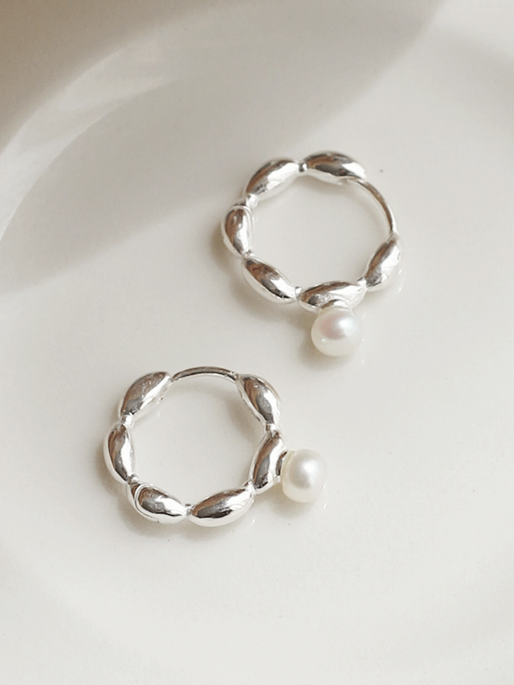925 silver pearl bubble one-touch earring (담수진주/원터치)