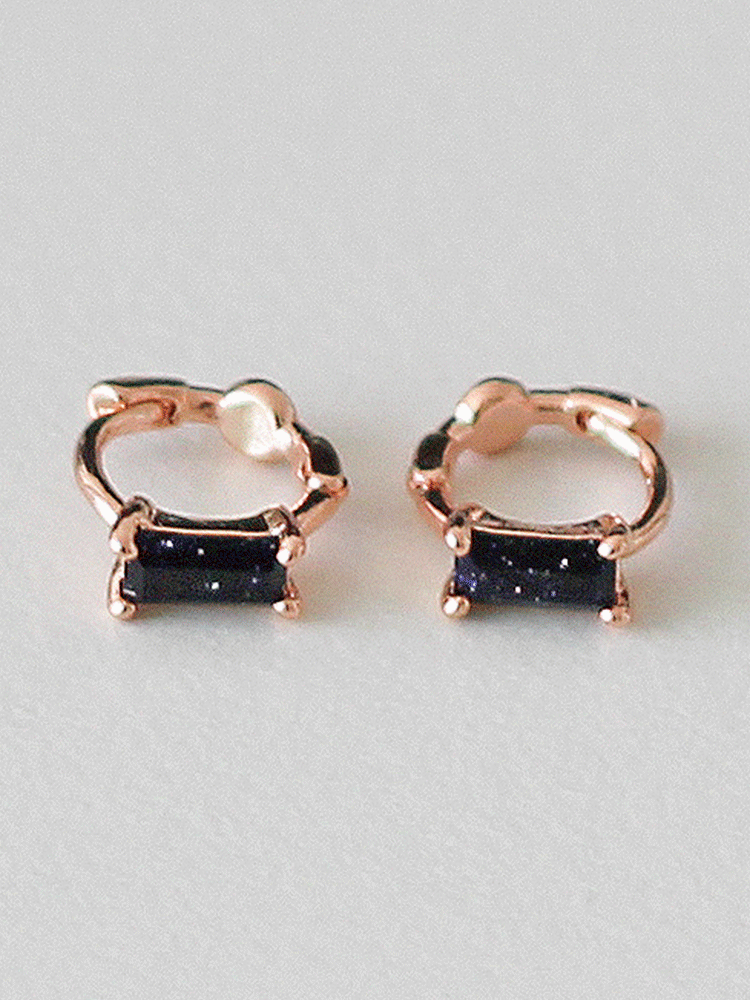 925 silver glittering navy cubic one-touch earring (원터치) 6차