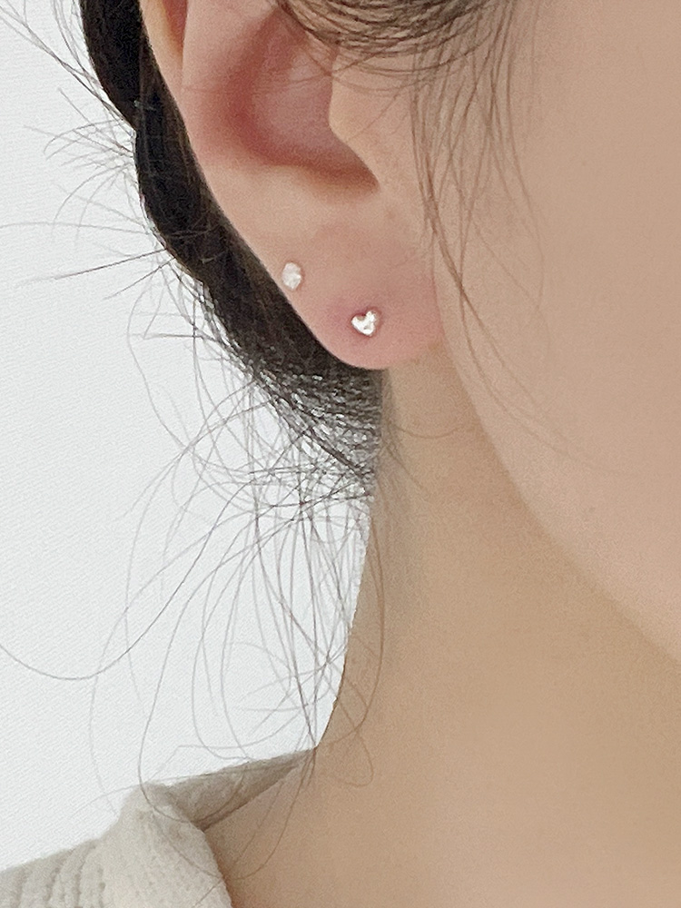 [*당일] 925 silver heart earring (4/7mm)