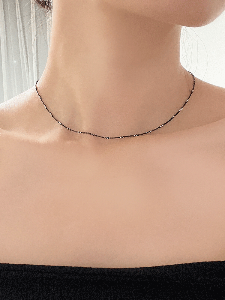 925 silver spiral cutting black necklace (흑도금)