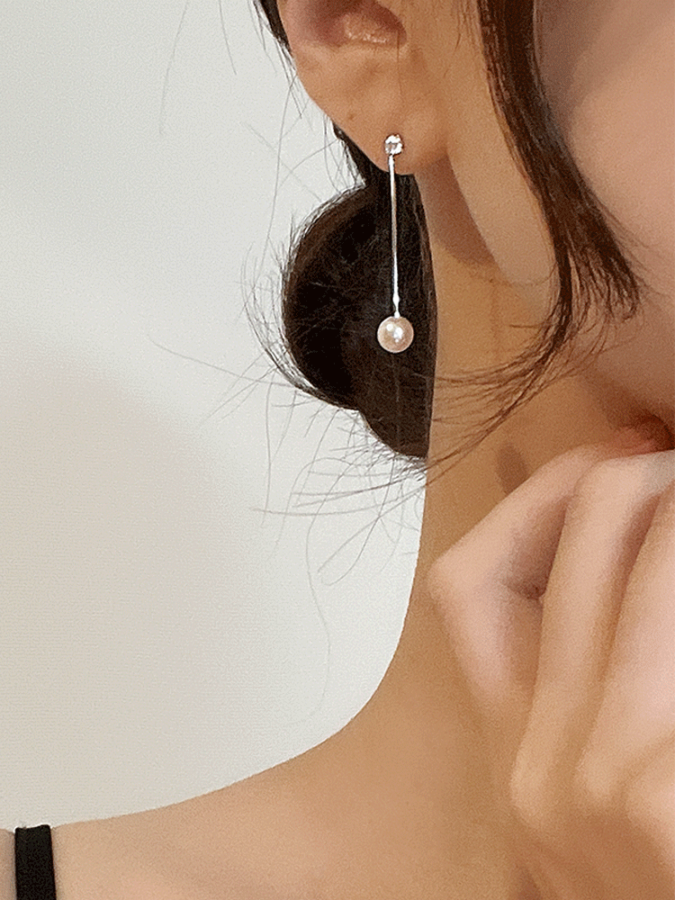 925 silver glory pearl drop earring (스왈진주)