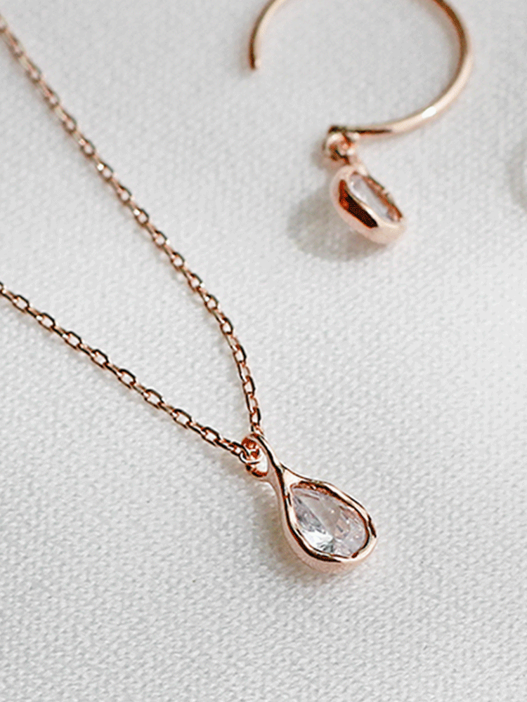 925 silver water drop cubic necklace