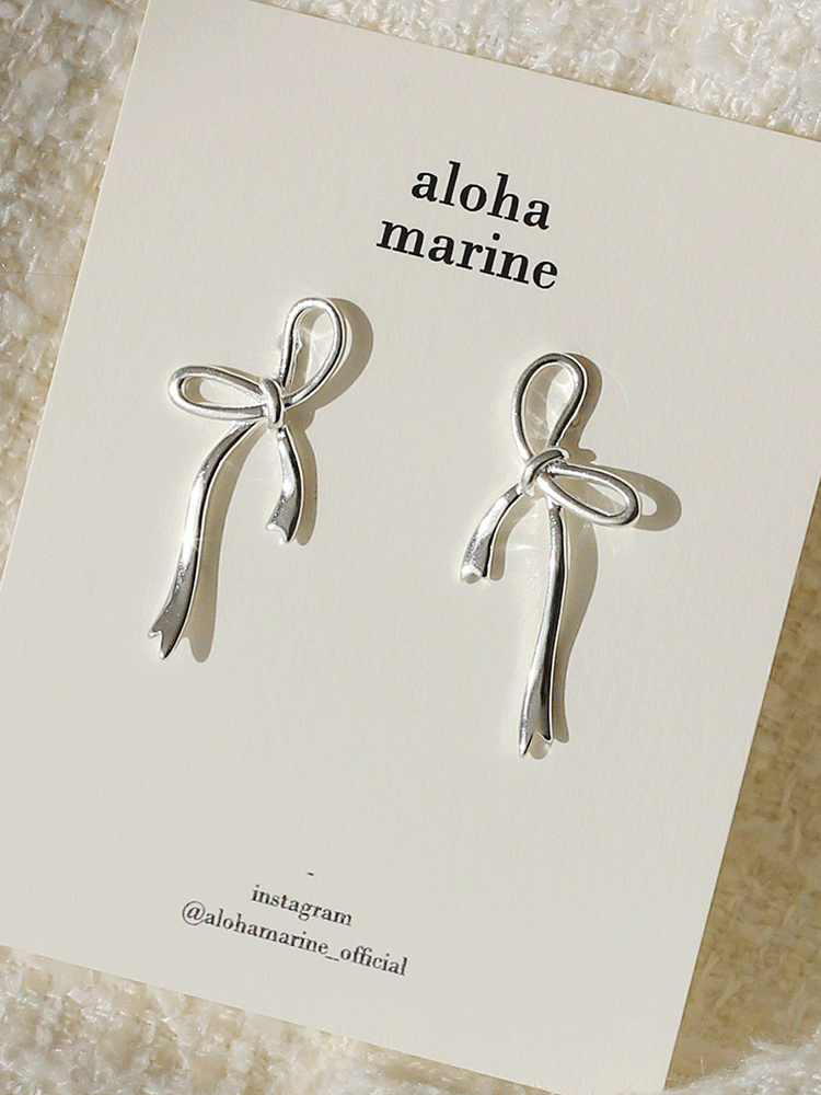 [*당일] 925 silver long ribbon earring (plain ver.)