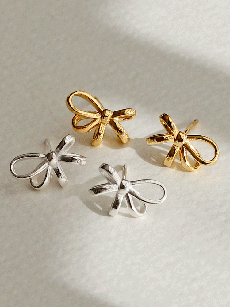 925 silver gift ribbon earring (2colors)